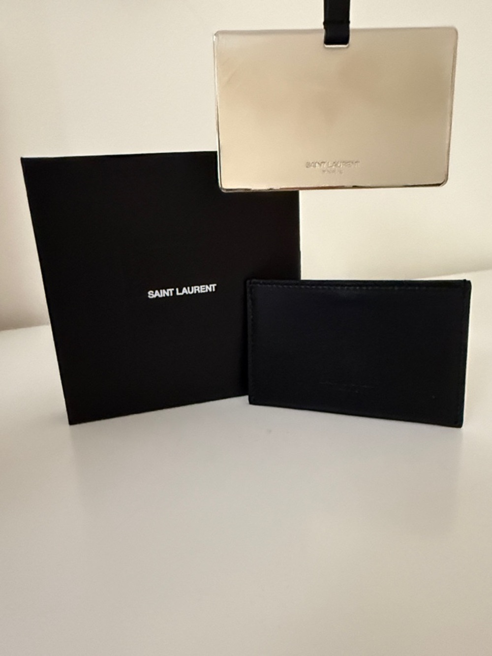 Saint Laurent Black Leather Slim Card Holder with Mirror Holder in Branded Box - Picture 3 of 8